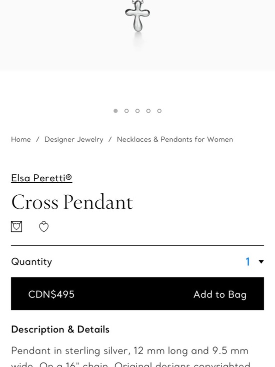 Tiffany & Co. Elsa Peretti Polished Silver Cross Pendant Necklace - Picture 3 of 5
